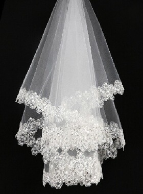 wedding accessories short bridal veils 头纱新娘结婚摄影拍照