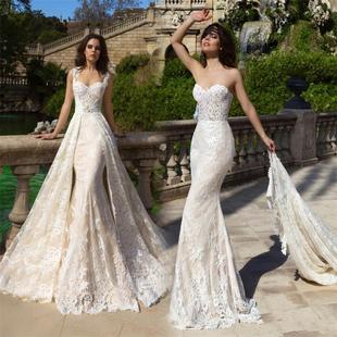 Detachable Dresses Train Bridal Custom Mermaid Gowns Wedding