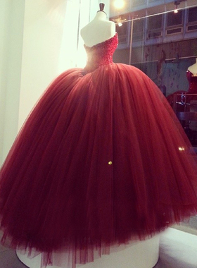 定做婚纱 敬酒服新娘红色长款结婚礼服Custom Prom Evening Dress