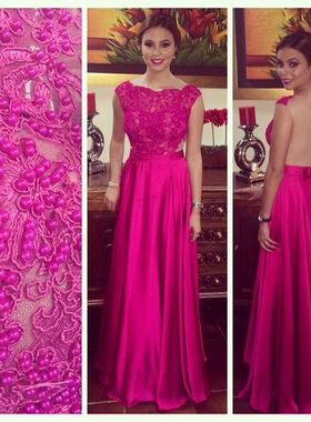 2019夏季红色连衣裙长款修身名媛镶钻宴会晚礼服 Evening Gown