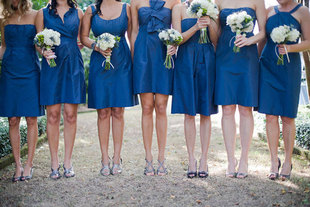 Bridesmaid Blue Dresses Navy 伴娘礼服姐妹裙显瘦晚礼服连衣裙