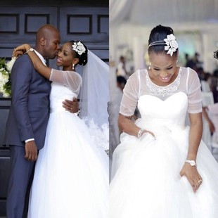 Gown Wedding Bridal 显瘦优雅蓬蓬裙可定做婚纱礼服 短袖