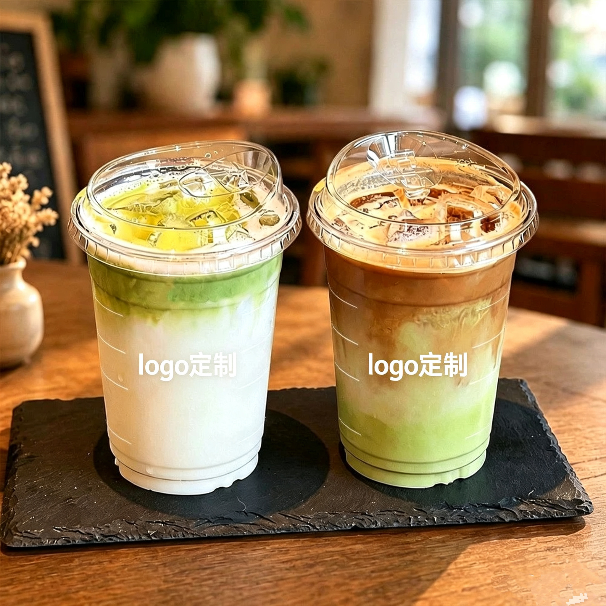 98口径一次性咖啡杯网红奶茶杯带盖PET冷饮柠檬茶塑料杯定制logo