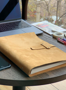 SilverMoon银月真皮高档复古牛皮纸笔记本子活页日记本记事本可定制送礼商务工作记录本简约