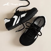 女款 2026春夏新款 加绒芭蕾百搭黑色鞋 鮀品德训鞋 子女复古泡芙鞋