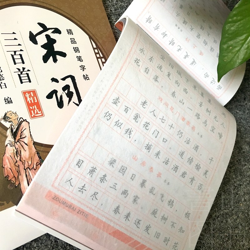 唐诗三百首楷书+宋词三百首楷书邹慕白钢笔硬笔书法中性笔临摹版字帖成人青少年正楷书字体练字本中小学生古诗词学习练字贴本