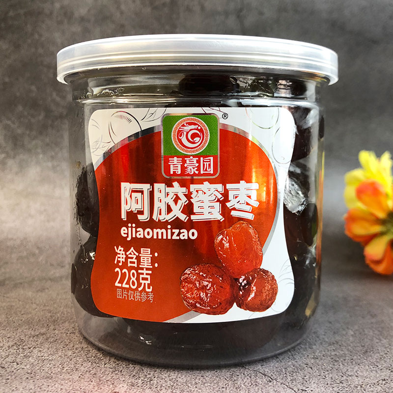 青豪园阿胶蜜枣金丝枣蜜饯果干228克罐装