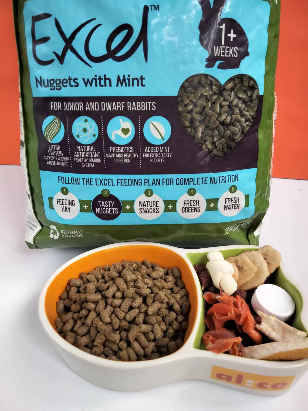 英国burgess布格斯高纤维幼兔/侏儒兔粮原装&大袋拆分500g/1000g