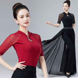 2025新款形体训练服装女高端身韵形体服纱衣气质培训礼仪上衣夏季