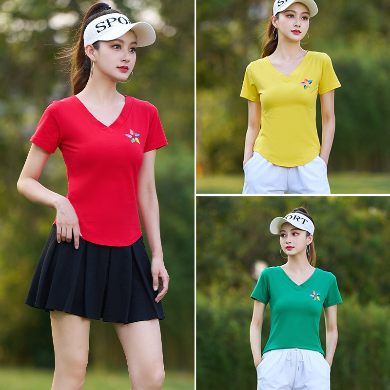 新款广场舞运动服装短袖上衣莫代尔棉跳健身操舞蹈衣服短裙女夏季
