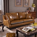 皮艺单人沙发 简约时尚 现代皮布两用沙发新古典三人沙发美式
