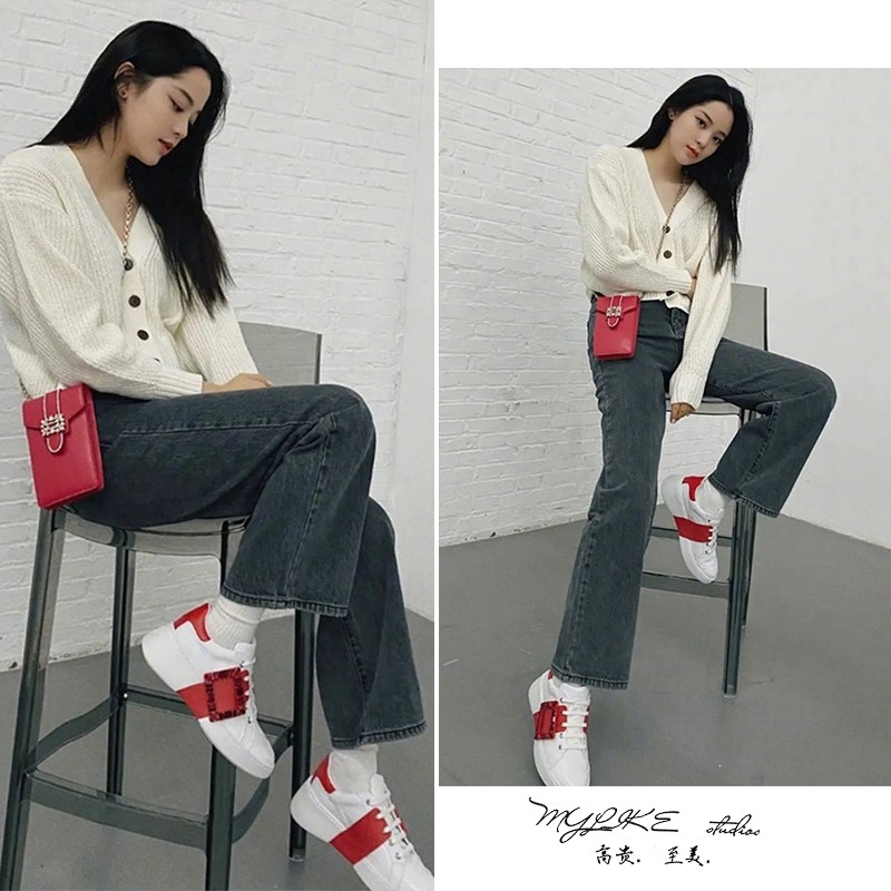 欧阳娜娜明星同款高腰显瘦阔腿直筒显瘦百搭黑色纯棉牛仔长裤女潮,女装/女士精品,牛仔裤,淘宝优惠券,粉丝福利购,淘宝优惠卷