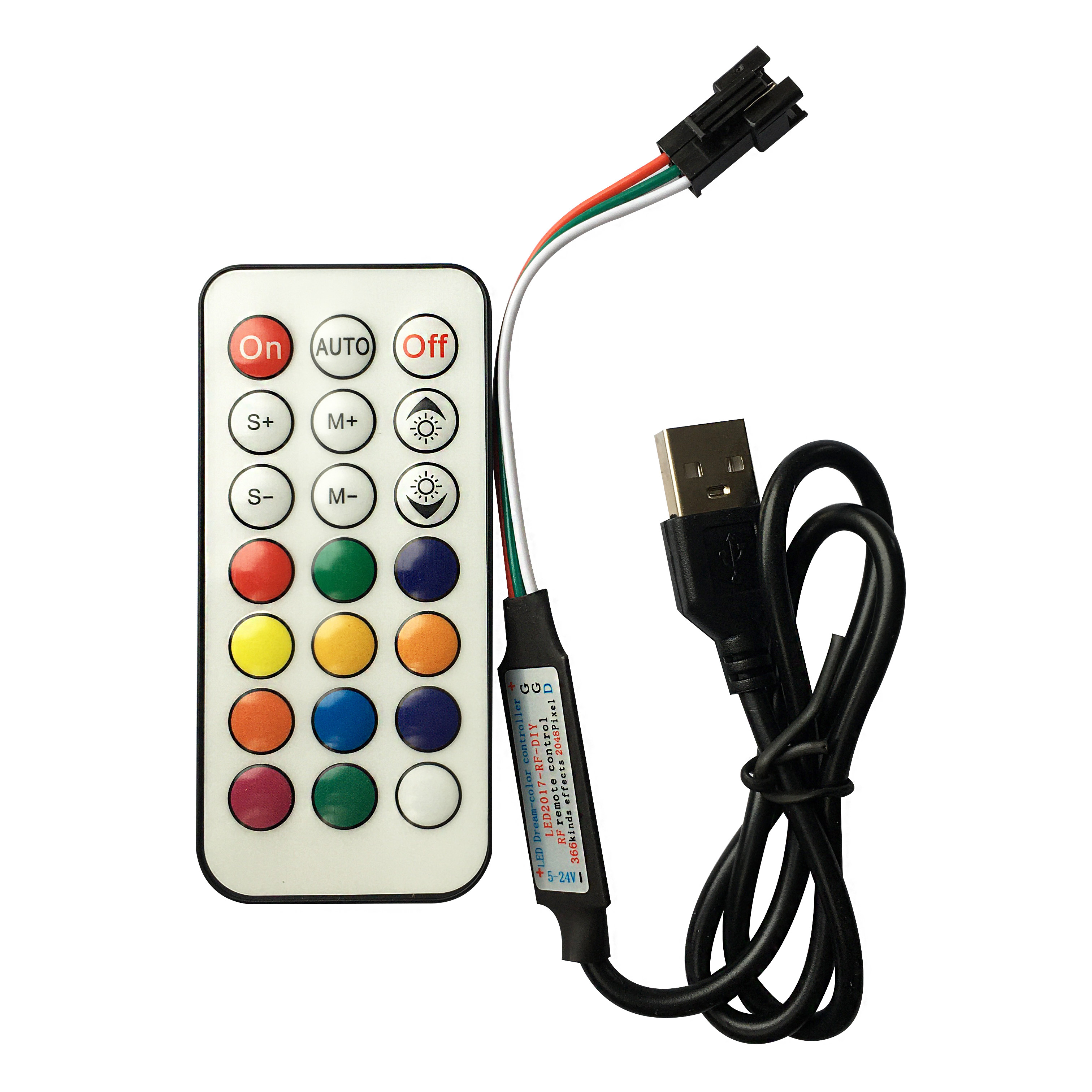 全彩控制器21键无线幻彩控制器射频遥控器带usb头