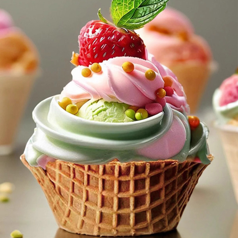 10厘米圆形华夫碗DQ冰淇淋脆皮碗干噎酸奶碗冷萃酸奶碗希腊酸奶碗