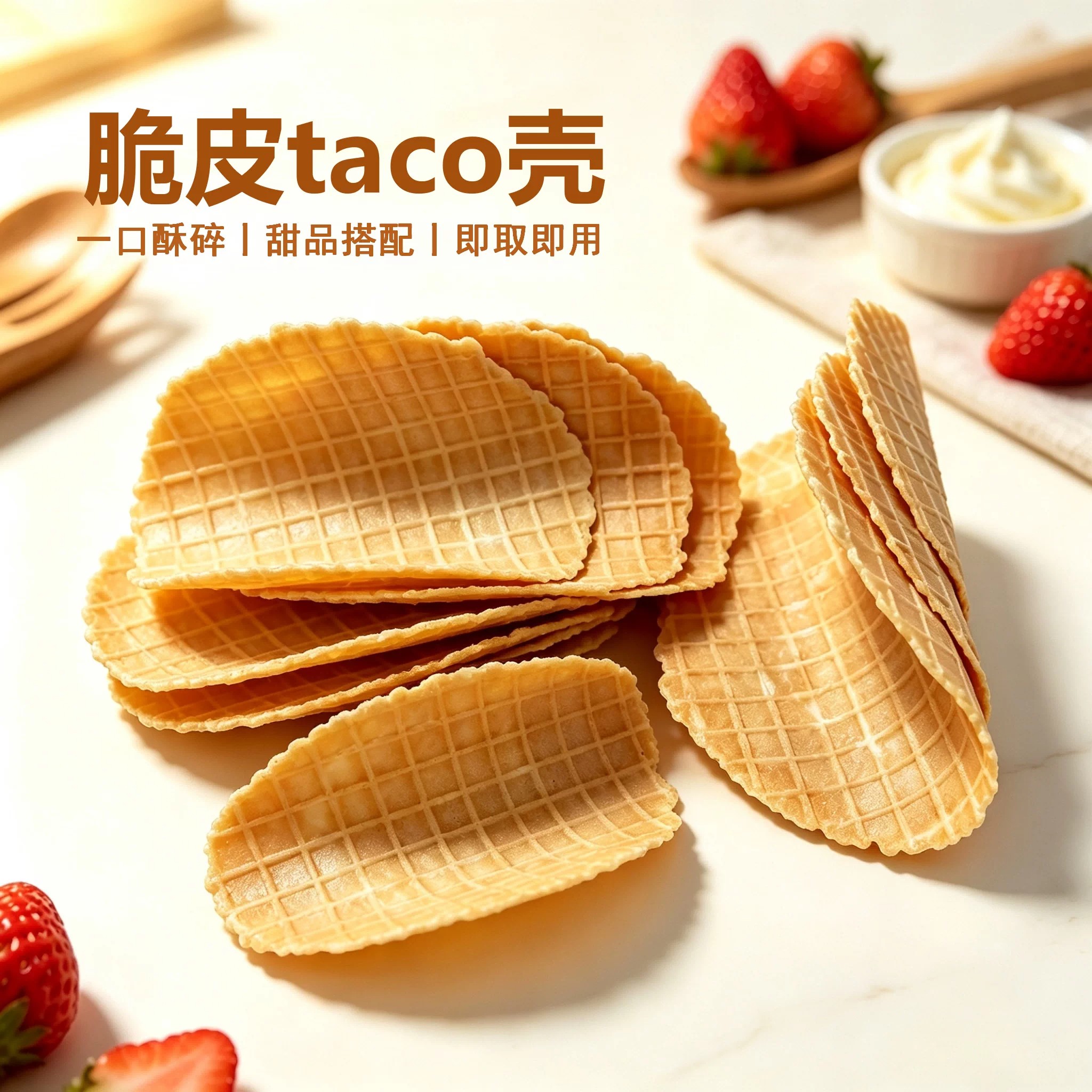 年糕脆皮taco壳华夫饼塔壳年糕塔可甜品原料可食用U型塔克脆筒壳