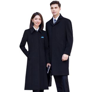 男女同款长款职业羊毛大衣银行售楼部珠宝店工作服前台接待工装冬