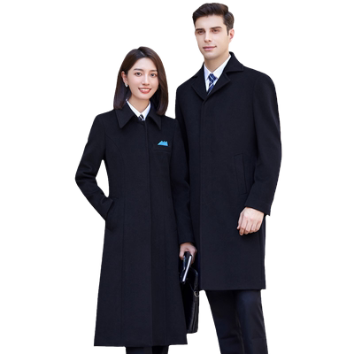 男女同款长款职业羊毛银行冬大衣
