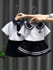 夏装男女宝宝可爱学院风短袖短裤