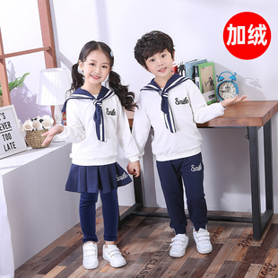儿童加绒演出服男女童小海军水手服套装秋冬幼儿园大班表演服装