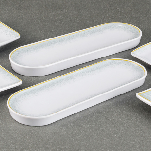 密胺长条盘子仿瓷寿司盘椭圆长盘意境菜餐具凉菜摆盘火锅菜盘商用