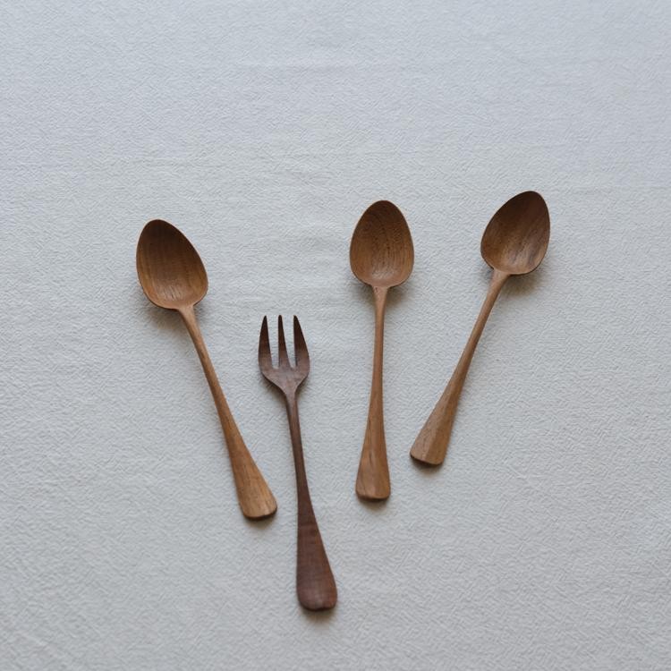 VAST无垠器皿柚木餐勺日式甜品勺