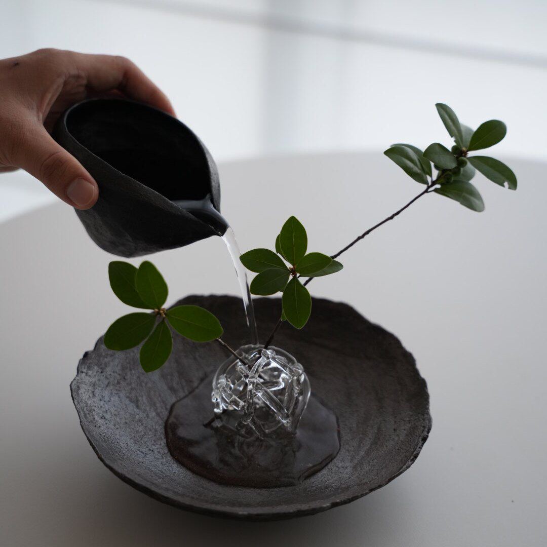 VAST无垠剑山玻璃球花插艺术摆件手工插花器家居日常送礼禅意装饰