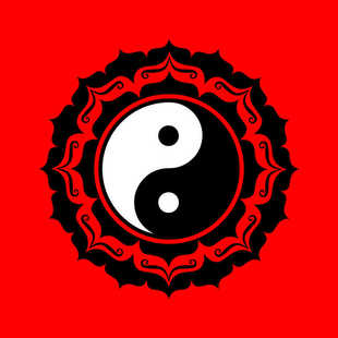 莲花太极图道场桌布油画布直播间背景图定制装饰画茶室防水无框画