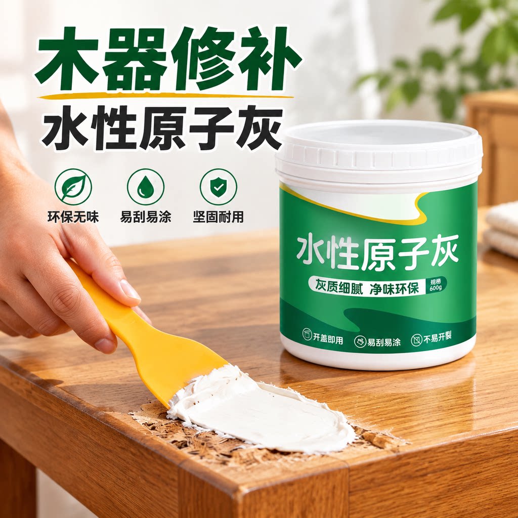 水性原子灰木器修补腻子膏家具木门破损修复墙面木质木工坑洞补伤
