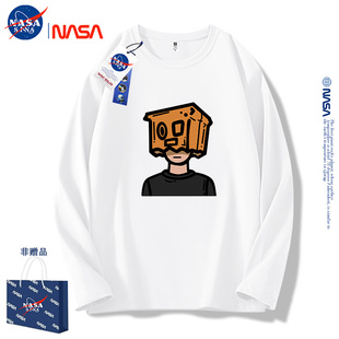 NASA联名长袖t恤男女春秋薄款卫衣潮牌春秋季宽松青少年外套衣服