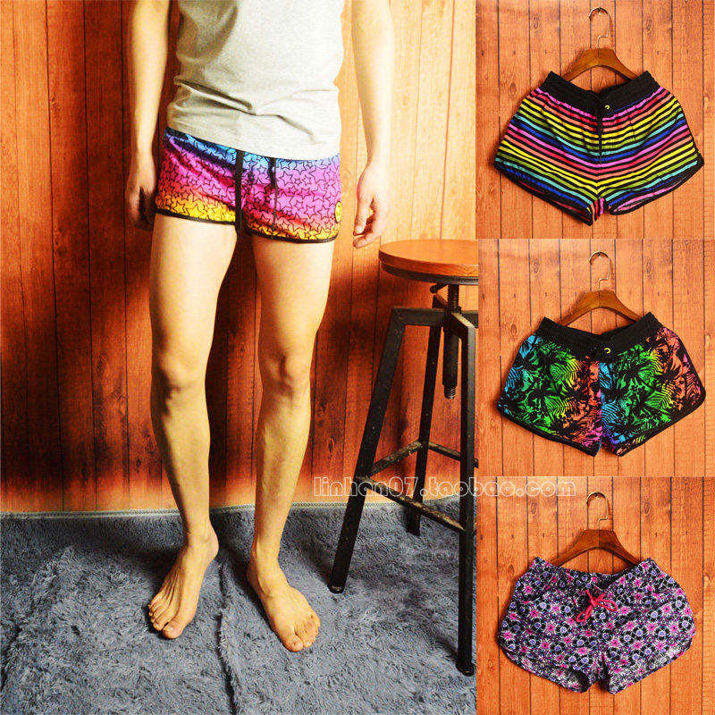 夏新款男女士超短裤花色热裤情侣休闲居家二分裤沙滩短裤瑜伽健身