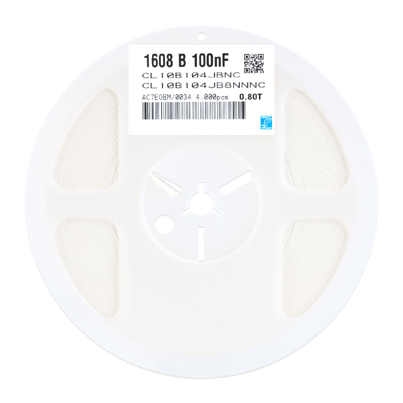 0603贴片电容 50V 100nF(104)±5% 材质：X7R CL10B104JB8NNNC