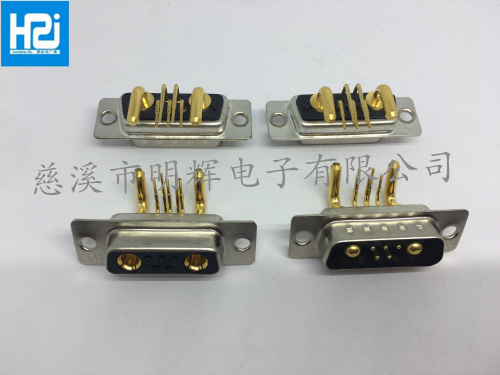 7W2公头母头弯脚90度焊板 车针镀金D-SUB矩形重载连接器