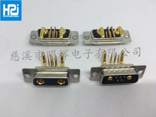 7W2公头母头弯脚90度焊板 车针镀金D-SUB矩形重载连接器