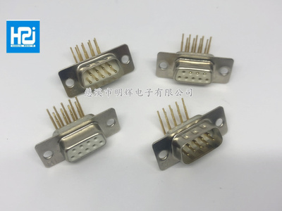 车针D-SUB连接器 DR-9P公头/母头 弯脚90度插板式 白胶实心铜镀金