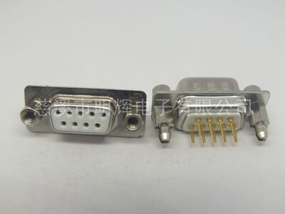 车针 d-sub 连接器 DP9PIN DB9母头180度插板 9芯白胶2排直焊板