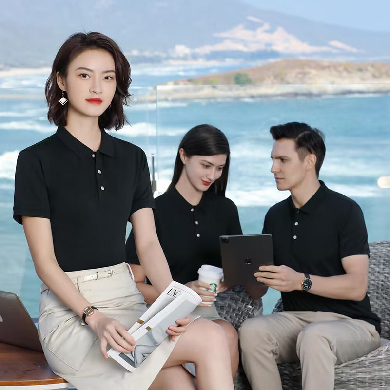 极速跨境logo图案企业工作服刺绣夏季纯色短袖休闲男式Polo衫