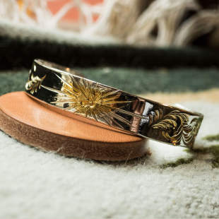 arrows雕金师飞鹰射线嵌金唐草手镯可情侣 native原first