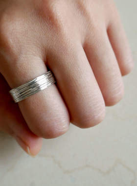 znative原firstarrows职人独立品牌简约百搭线纹定制刻字手工戒指