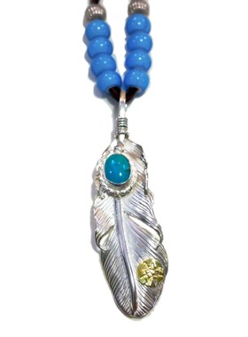 绿松石孔雀羽毛项链吊坠
