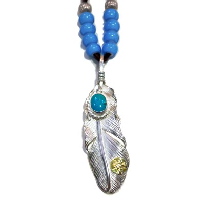 绿松石孔雀羽毛项链吊坠