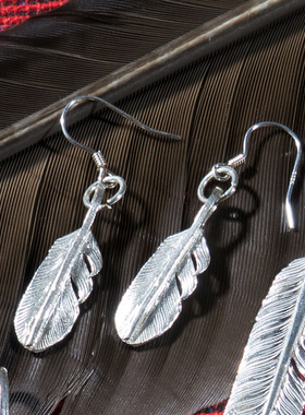 znative原firstarrows职人独立品牌男日系复古原创羽毛耳环