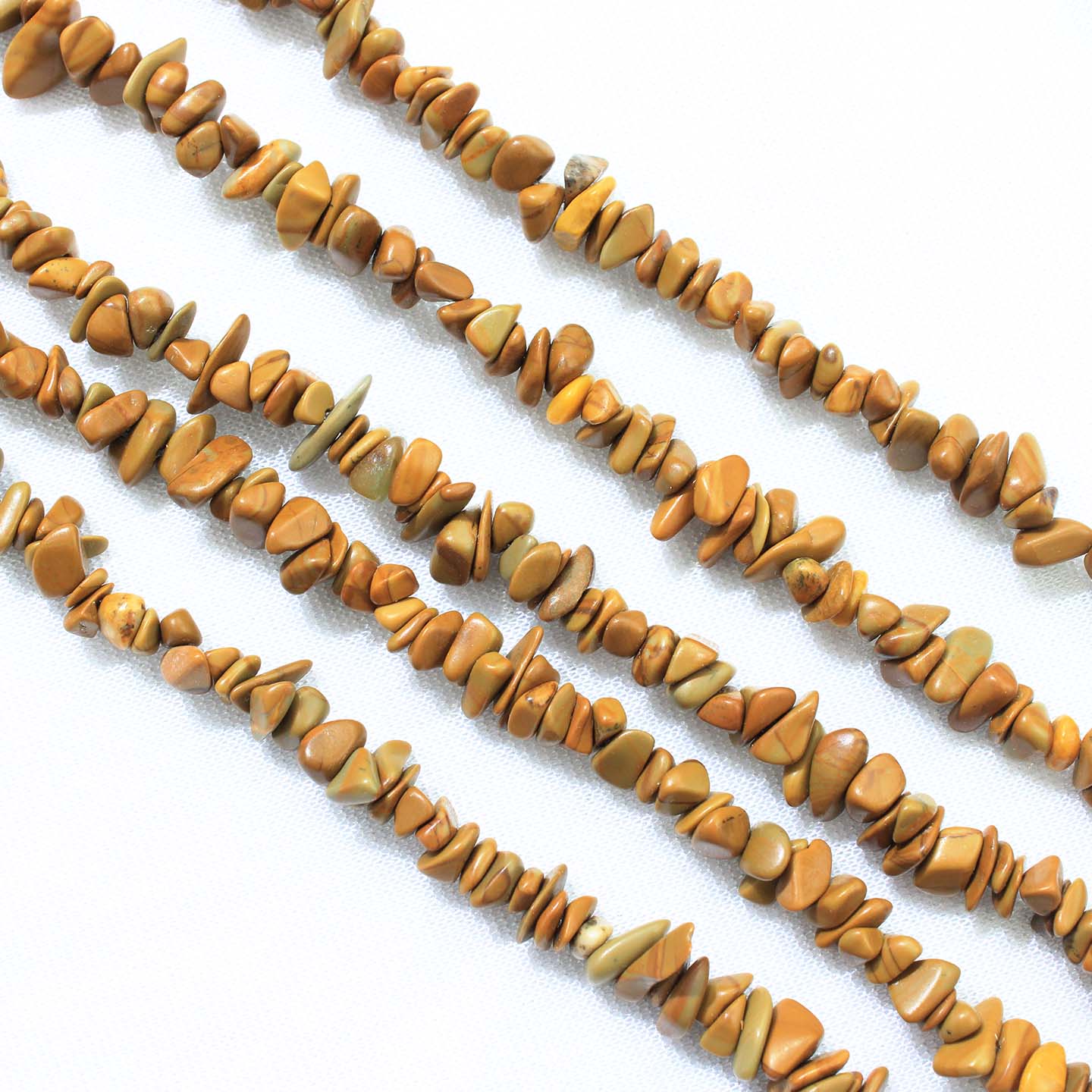 天然木纹石碎石有孔水晶散珠链条