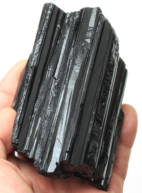 一物一图天然黑碧玺原石电气石摆件矿石标本宝石奇石水晶矿石黑色