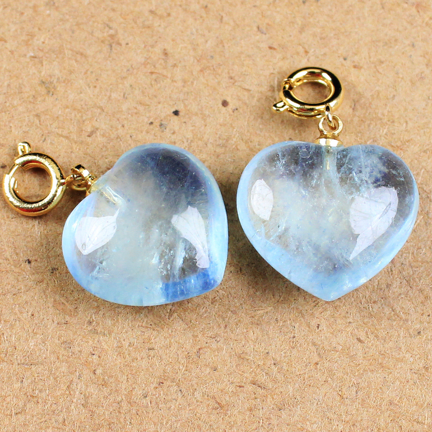 如鸿天然海蓝宝水晶原石爱心形石头摆件小号吊坠女士饰品生日礼物