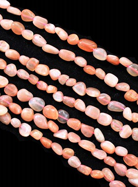 如鸿天然橙色太阳石碎石有孔串珠手链DIY饰品配件链条半成品