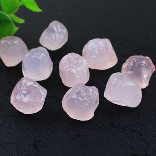 如鸿天然粉水晶原石摆件手工串珠DIY饰品级小裸石宝石圆矿石散珠