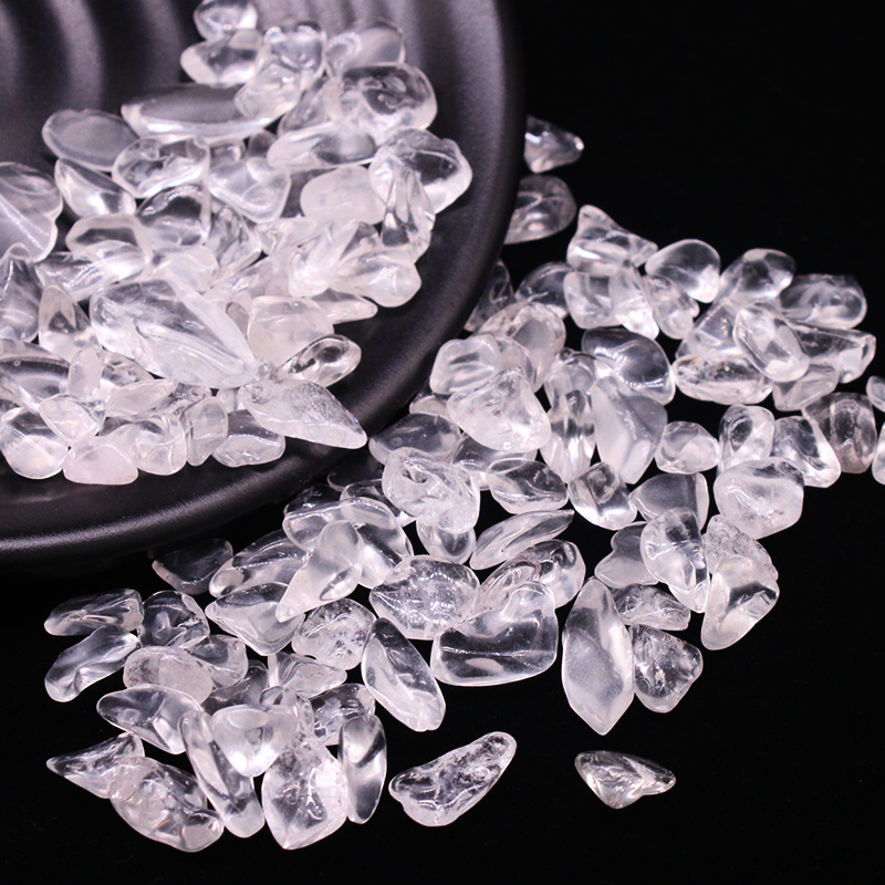 如鸿天然白水晶碎石摆件消磁石鱼缸石原石矿石废料小颗粒淘沙宝石