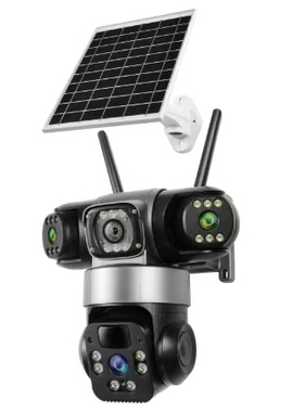 三镜头v380pro免插电太阳能球机无线户外网络摄像头4g camera