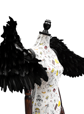 自由弯曲软体翅膀黑色魔兽道具游戏卡通风羽毛天使橱窗表演模特