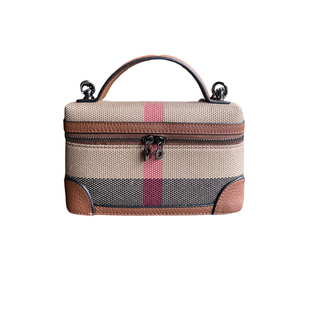 格子包包女2026新款高级感时尚迷你牛皮帆布饭盒包手提单肩斜挎包